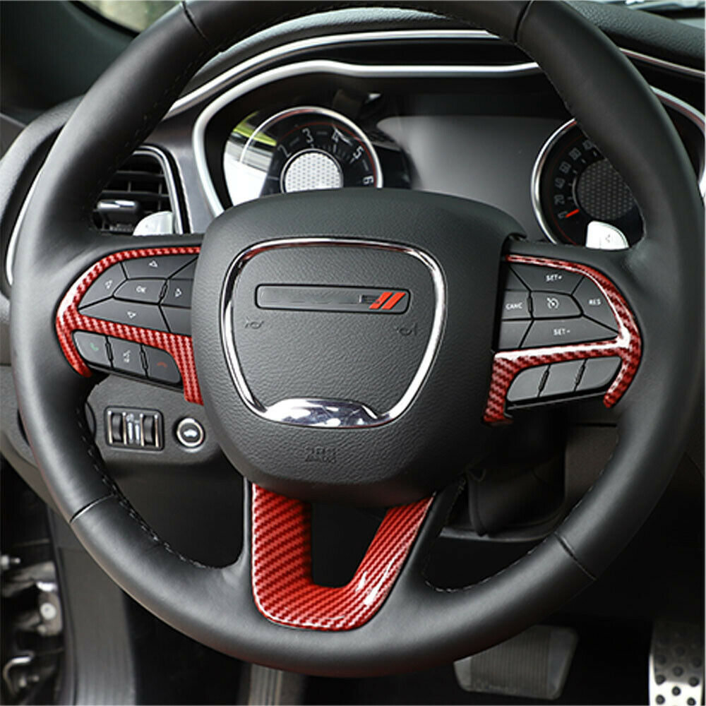 Red Carbon Fiber Steering Wheel Trim 3 Piece