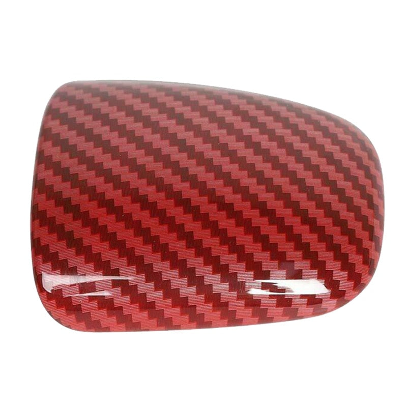 Red Carbon Fiber Gear Shift Knob Cover Trim