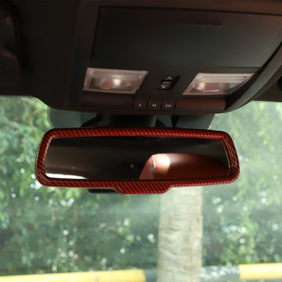 Red Carbon Fiber Rear View Mirror Trim